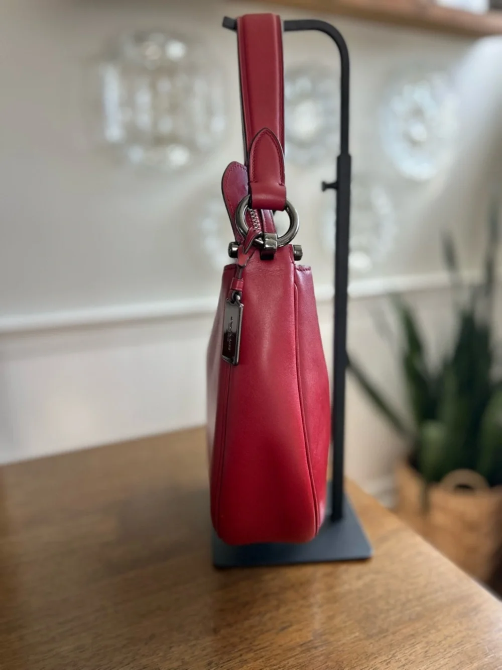 COACH Glove-tanned Leather Mae Nomad Crossbody/Hobo
'Cherry' Red - Picture 5 of 17